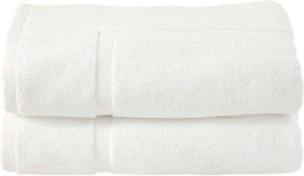 Bath Mat 50x80cm 100% Cotton, 1000gsm, Soft & Absorbent, White Frame Design, Luxury Bathroom Rug, Non-Slip, Quick-Dry