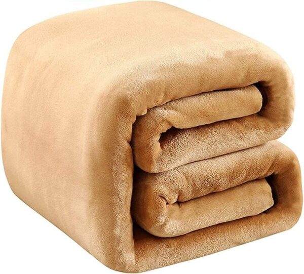 Premium Plush Mink Camel color Blanket Soft & Cozy, Warm Throw, Single Size, Luxury Bedding, Ultra-Soft