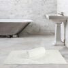 Bath Mat 50x80cm 100% Cotton, 1000gsm, Soft & Absorbent, White Frame Design, Luxury Bathroom Rug, Non-Slip, Quick-Dry